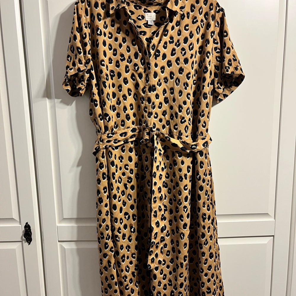 a new day Tan Leopard Print Midi Dress